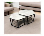Hexagonal Marble-Look Coffee Table