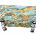 Center Table (green marble-like top)