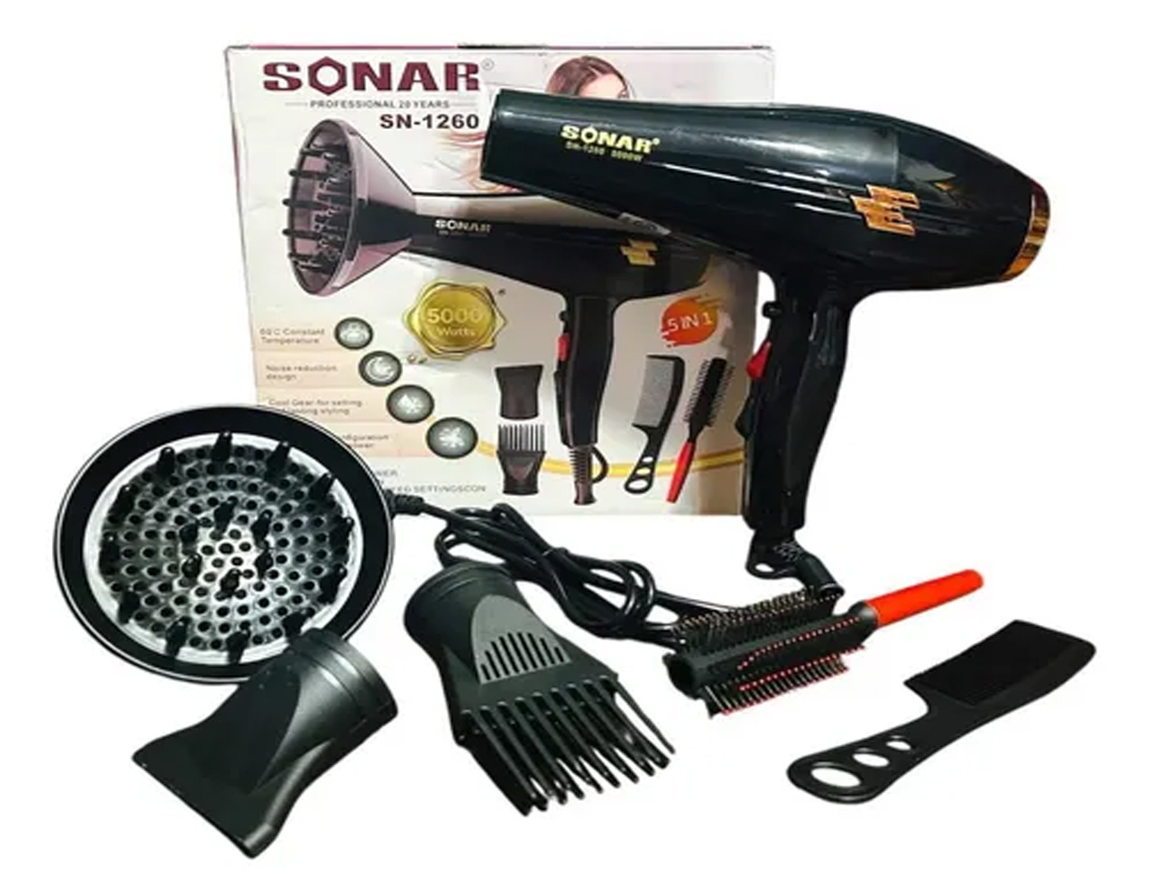 S1NN (2) Sonar Professional Hair Dryer SN-1260 - Image 1